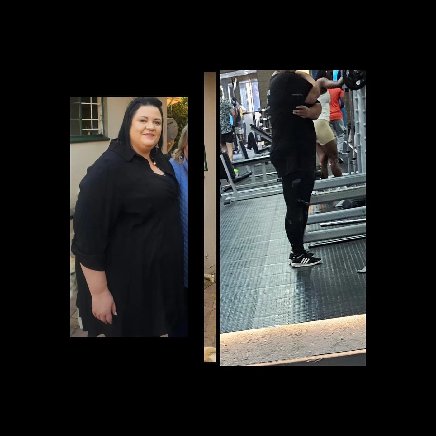 Full-body photographs taken before and after a body contouring programme